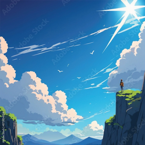 Anime blue sky background, summer, wallpaper
