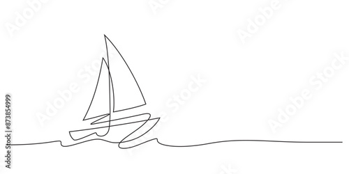 sailboat continuous line drawing minimalist