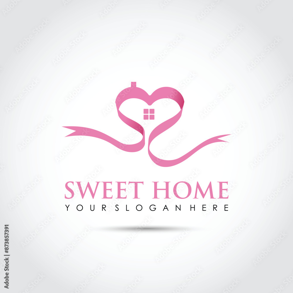 Sweet Home Logo Template. Real Estate Logo. Love and House Image. Vector Illustrator Sweet Home Logo Template. Real Estate Logo. Love and House Image. Vector Illustrator