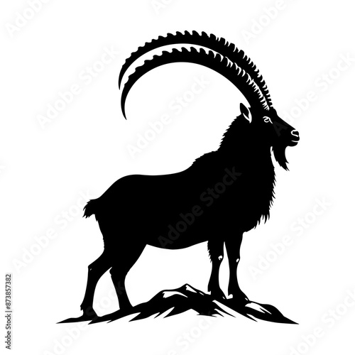 Ibex Silhouette - Ibex Vector - Illustration of Ibex - Wildlife Vector.