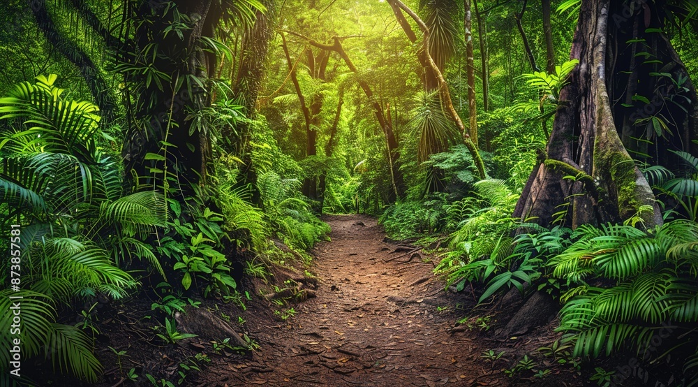 Fototapeta premium green forest in the morning