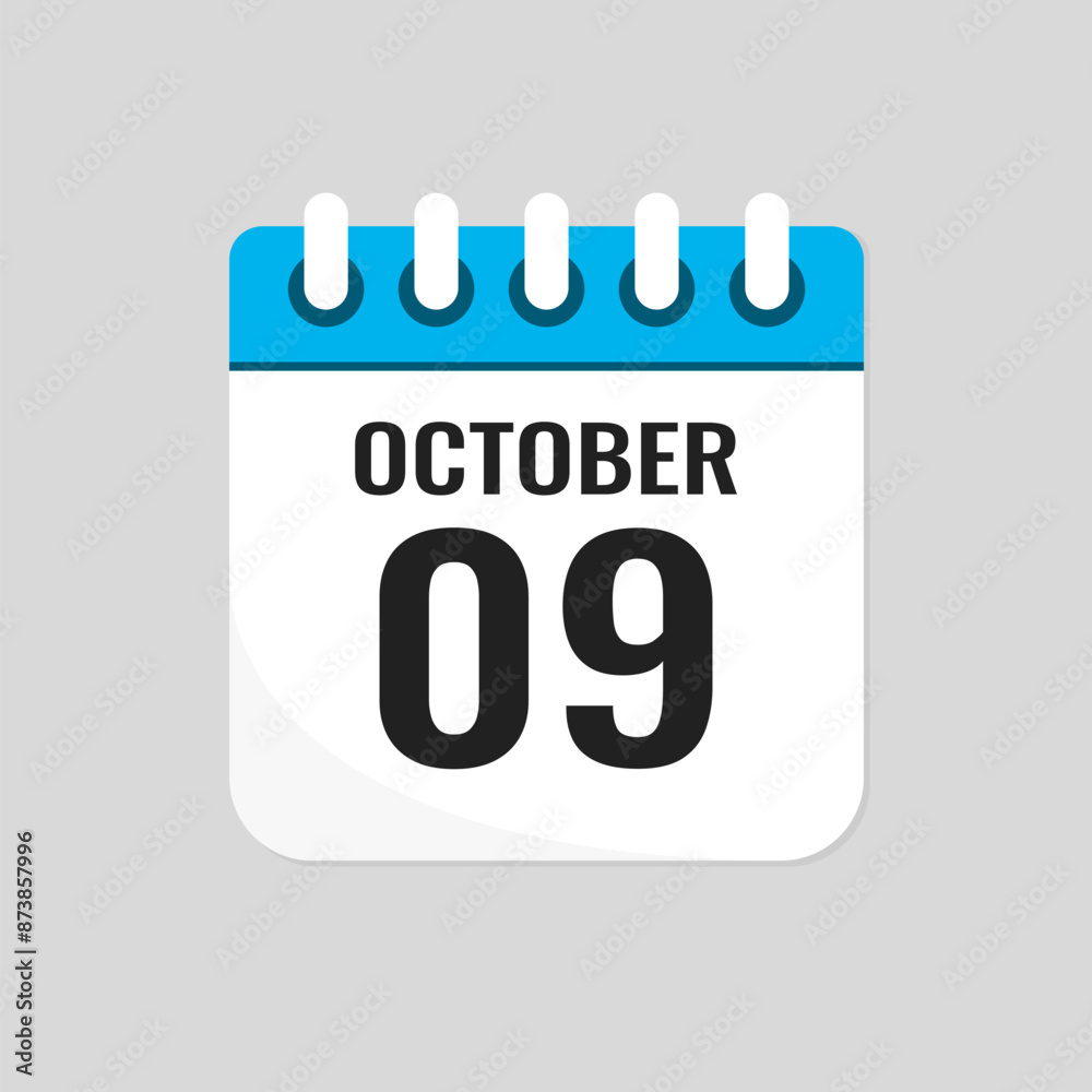 Icon page calendar day - 9 October Icon page calendar day - 9 October