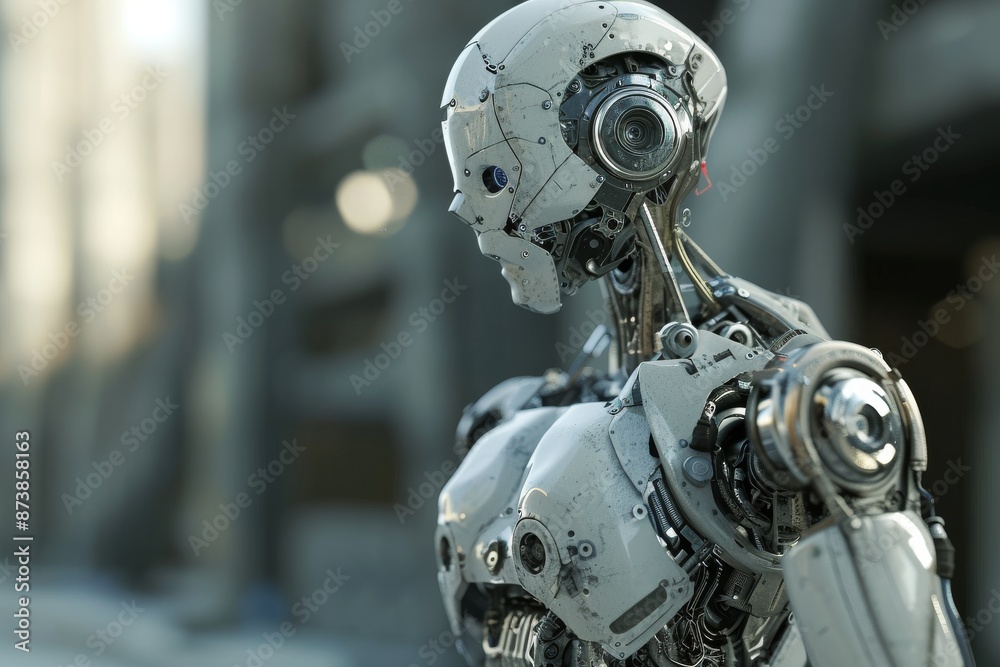 View of graphic 3d robot, AI generated View of graphic 3d robot, AI generated