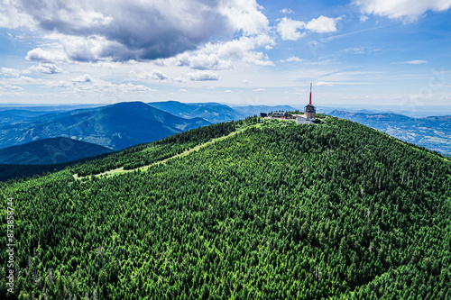 Góry. Czechy. Beskid Śląsko-Morawski, Łysa Góra. Najwyższa góra Śląska Cieszy...