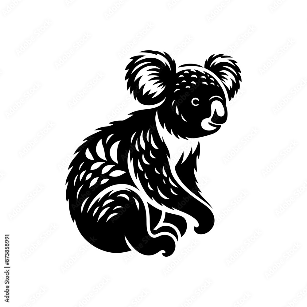 Obraz premium Minimalist Koala Silhouette - Koala Vector - Illustration of Koala.