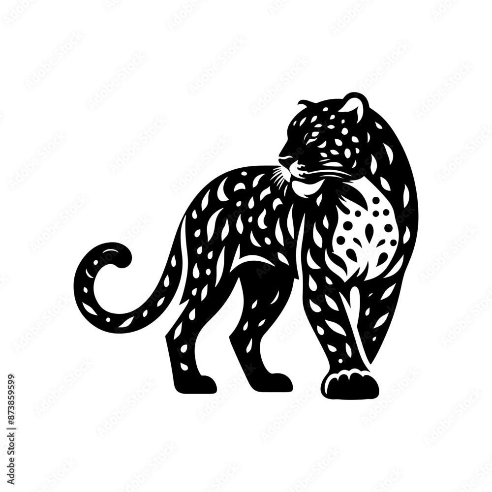Fototapeta premium Wildlife Design - Minimalist Leopard Vector Silhouette - Leopard Illustration - Leopard Vector art.