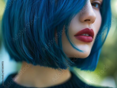 a closeup of bob-cut shoulder length