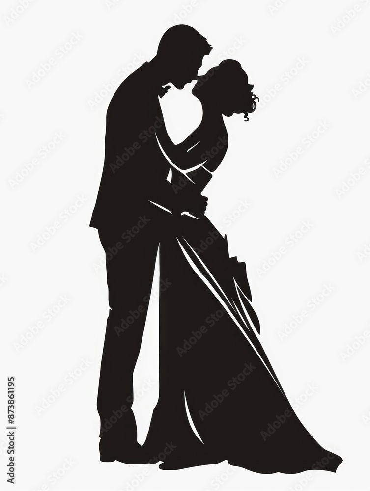 A graceful embrace dance, the silhouettes reflect the essence of a couple swaying with grace and love.