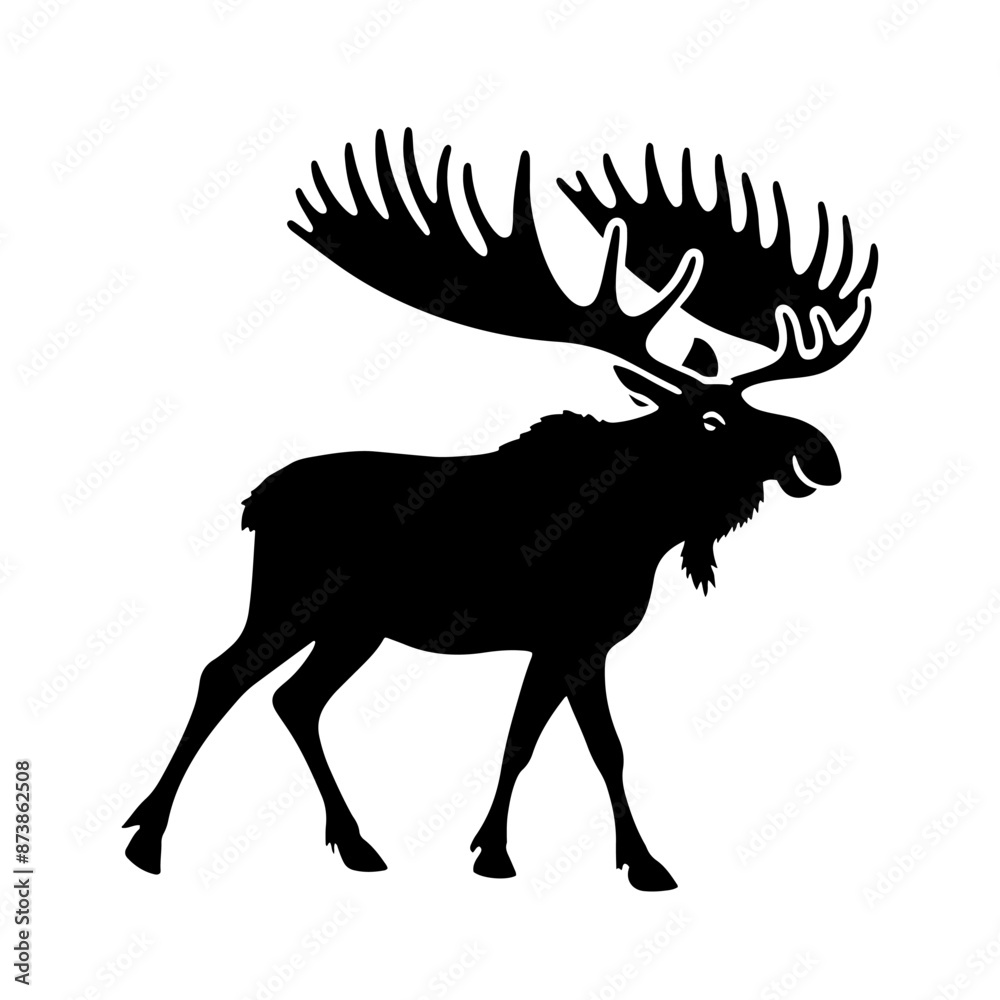 Moose Vector Silhouette - Minimalist Moose Vector art - Moose Illustration. Moose Vector Silhouette - Minimalist Moose Vector art - Moose Illustration.