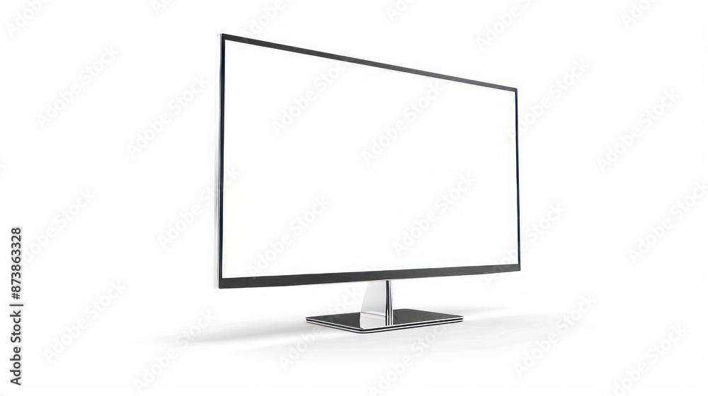 A widescreen LCD monitor with no back frame stands alone on a white background. In front is a TV or computer screen with a work path. A widescreen LCD monitor with no back frame stands alone on a white background. In front is a TV or computer screen with a work path.