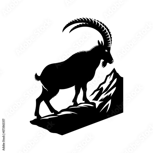 Mountain Goat Silhouette - Mountain GOAT Illustration - Goat Vector Design.