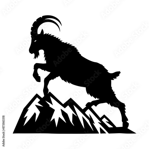 Mountain Goat Silhouette - Mountain GOAT Illustration - Goat Vector Design.