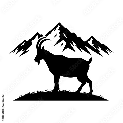 Mountain Goat Silhouette - Mountain GOAT Illustration - Goat Vector Design.