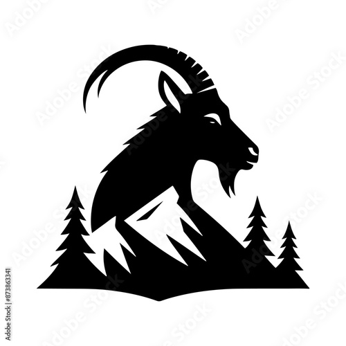 Mountain Goat Silhouette - Mountain GOAT Illustration - Goat Vector Design.