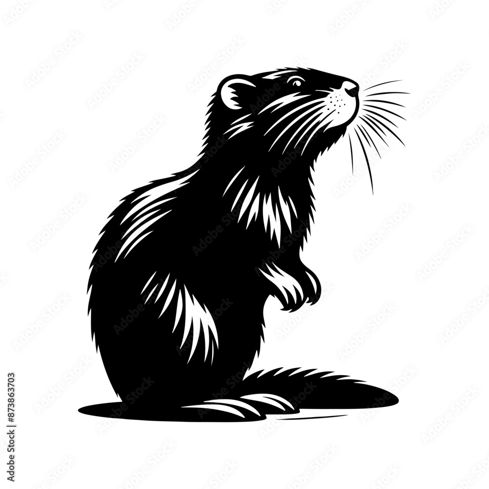 Obraz premium Minimalist Muskrat Silhouette - Muskrat Vector Design - Muskrat Illustration.