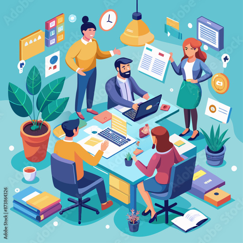 people working in an office