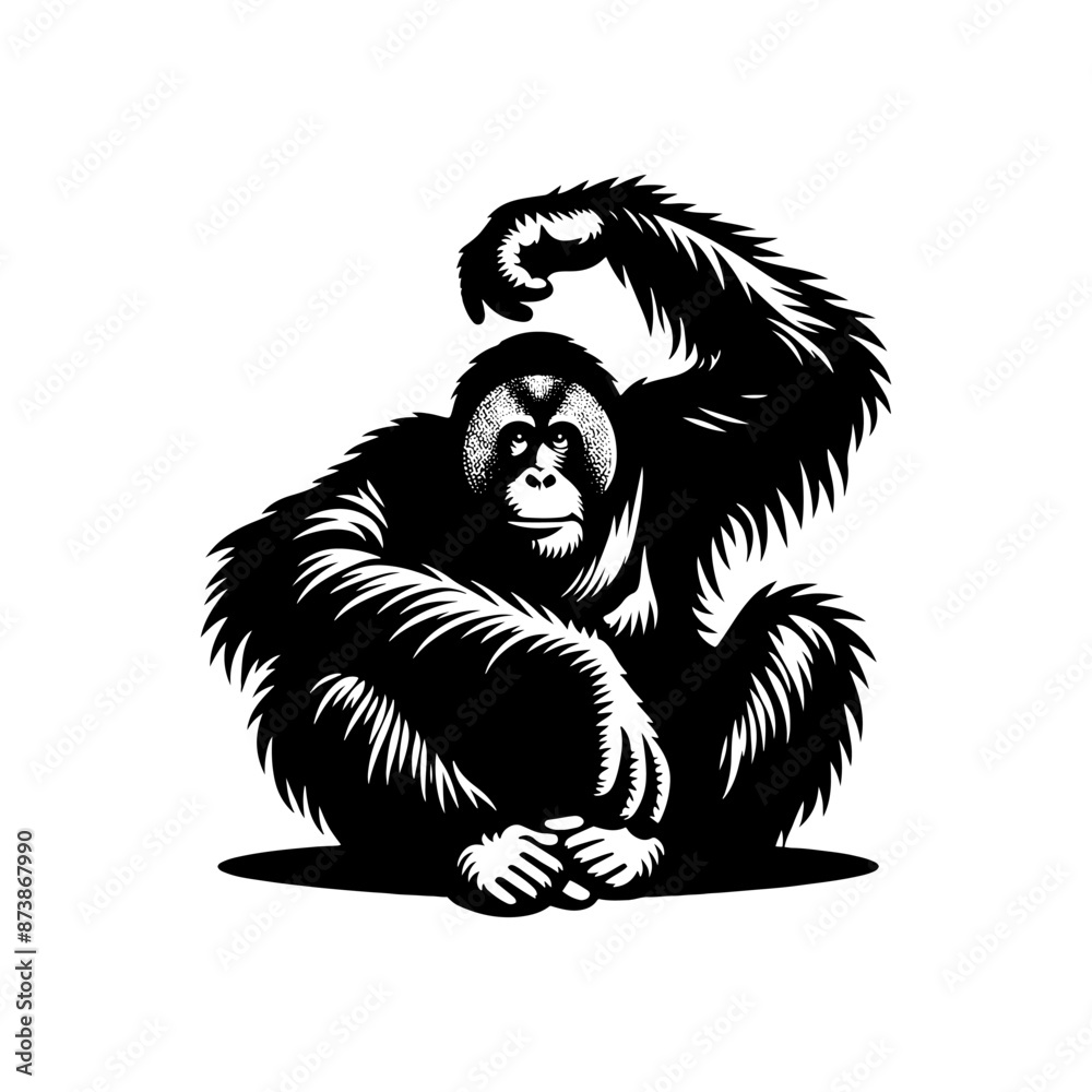 Fototapeta premium Orangutan Silhouette - Minimalist Orangutan Vector - Orangutan Illustration.