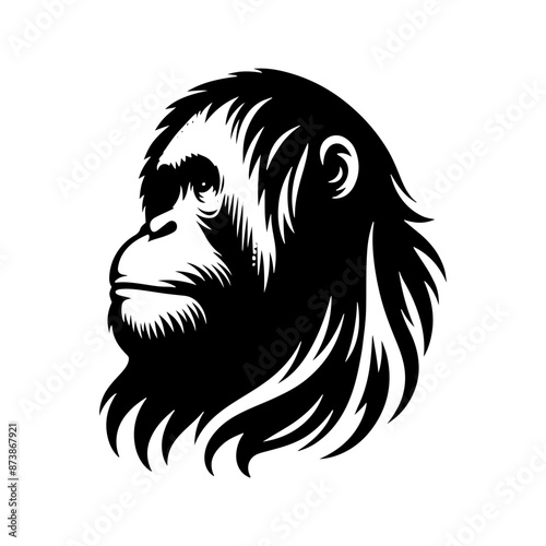 Orangutan Silhouette - Minimalist Orangutan Vector - Orangutan Illustration.