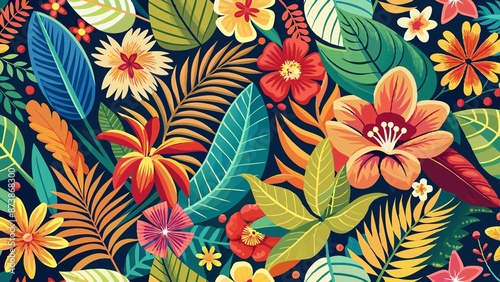 Celebrate the vibrant spirit of the Aloha State with a colorful and whimsical pattern that captures the essence of Hawaii, from the lush green foliage to the bright blue waters and vibrant sunsets