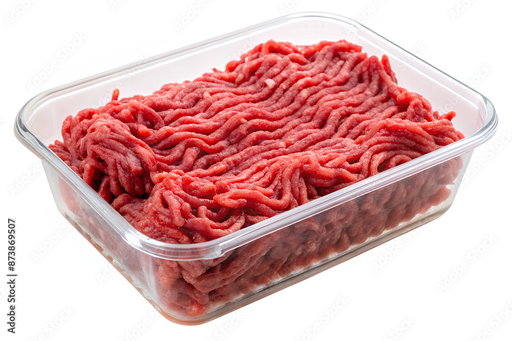 Farce minced meat portion on isolate white background, Clipping path Farce minced meat portion on isolate white background, Clipping path