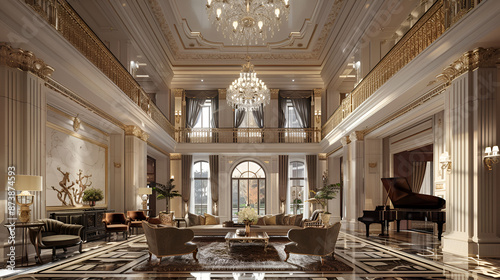 3D rendering of a luxurious living room in a classical style,3d rendering luxury living room suite in classic style with gold decor,Lavishly Luxurious Unveiling the Exquisite Interior Design 
