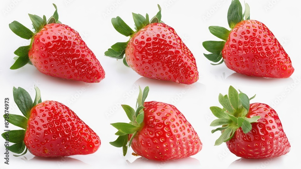 set of capture a high-resolution image of a single fresh strawberry set of capture a high-resolution image of a single fresh strawberry