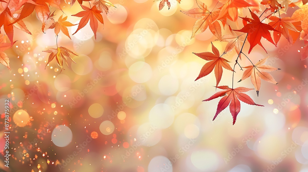Autumn Glow - Vibrant Maple Leaves in Soft Light with Bokeh Effect for End of Year Celebration Web Banner Autumn Glow - Vibrant Maple Leaves in Soft Light with Bokeh Effect for End of Year Celebration Web Banner
