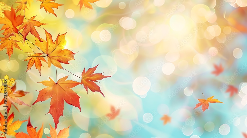 Vibrant Autumn Leaves Web Banner with Soft Light Bokeh - End of Year Activities Concept Vibrant Autumn Leaves Web Banner with Soft Light Bokeh - End of Year Activities Concept