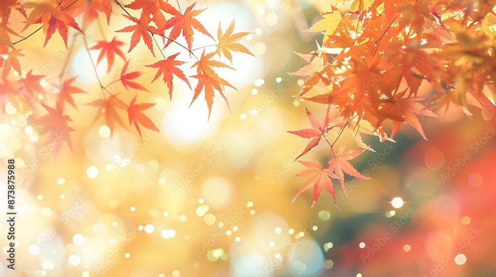 Autumn Bliss: Red and Yellow Maple Leaves with Soft Bokeh Background for Year-End Activities Web Banner Autumn Bliss: Red and Yellow Maple Leaves with Soft Bokeh Background for Year-End Activities Web Banner