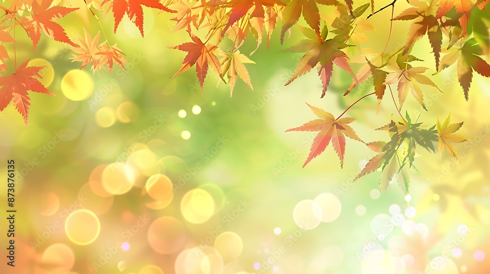Vibrant Autumn Vibes - Colorful Maple Leaves in Soft Light with Bokeh Effect for End-of-Year Activities Web Banner Vibrant Autumn Vibes - Colorful Maple Leaves in Soft Light with Bokeh Effect for End-of-Year Activities Web Banner