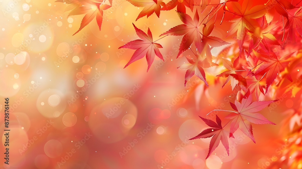 Glowing Autumn Leaves Web Banner - Red and Yellow Maple with Soft Bokeh Effect for End of Year Activities Glowing Autumn Leaves Web Banner - Red and Yellow Maple with Soft Bokeh Effect for End of Year Activities
