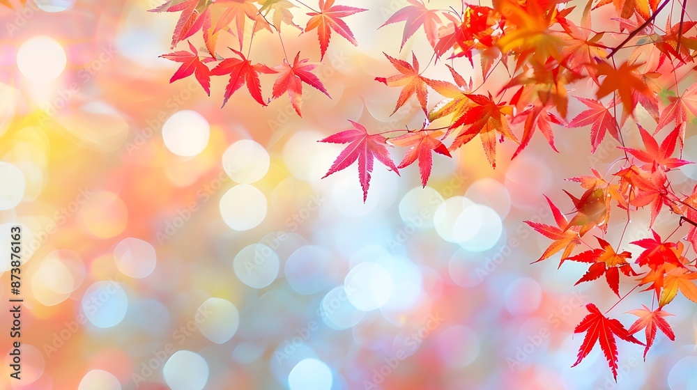 Autumn Glow: Year-End Celebration with Red and Yellow Maple Leaves in Soft Light Bokeh Autumn Glow: Year-End Celebration with Red and Yellow Maple Leaves in Soft Light Bokeh