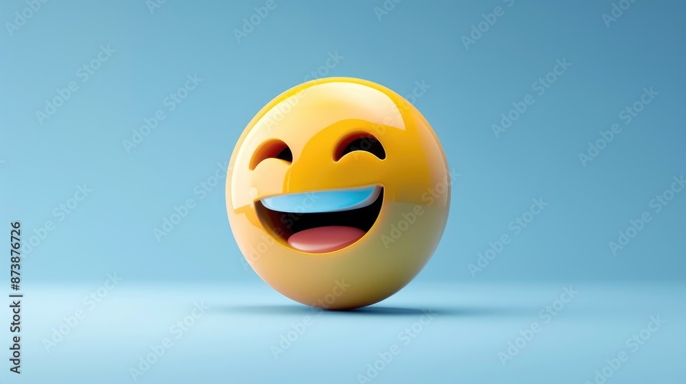 Fototapeta premium 3 dimensional emoji symbol icon on a blue backdrop
