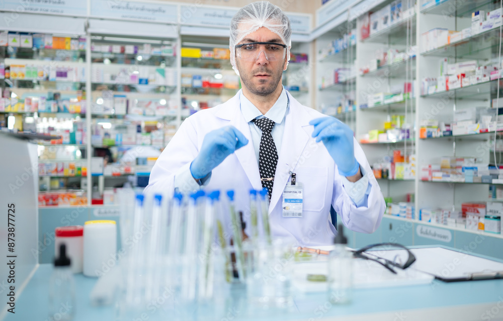 Chemical scientist doing antibiotic trials and testing in the laboratory