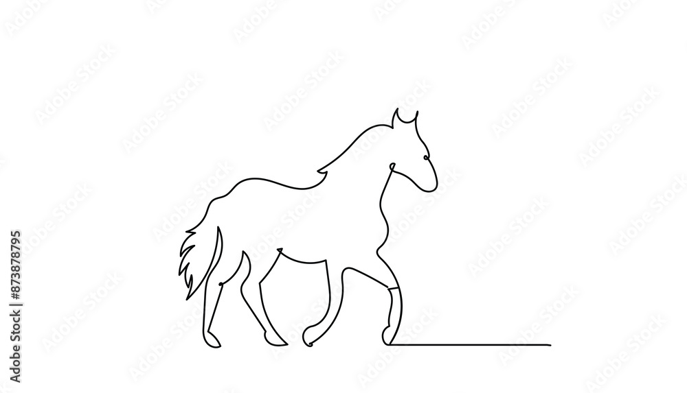 Fototapeta premium continuous line drawing Jumping wild horse one line sketch