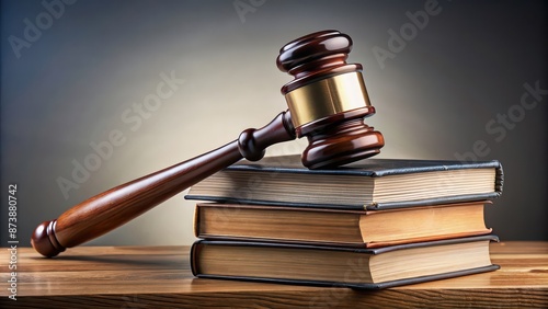 A gavel resting on top of a stack of law books, justice, legal, court, hammer, wooden, judgment, education, attorney, legislation