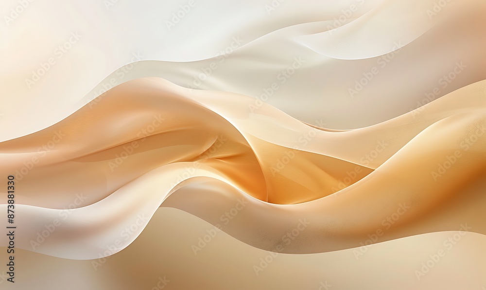 Obraz premium Abstract Wavy Beige and White Background
