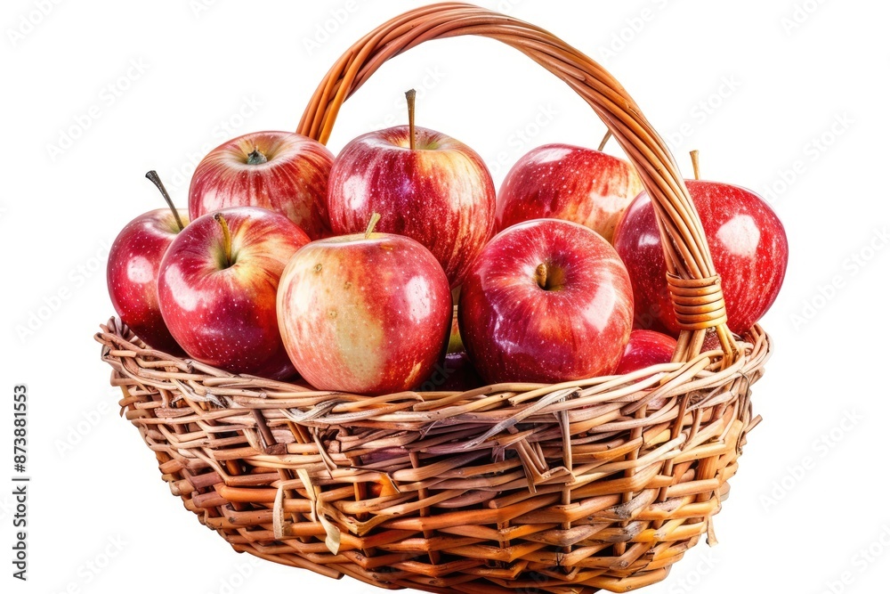 Apple Basket Isolated. Fresh Red Apples in a Healthy Autumn Fruit Basket Apple Basket Isolated. Fresh Red Apples in a Healthy Autumn Fruit Basket