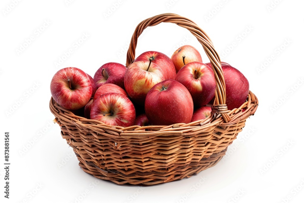 Apple Basket Isolated. Fresh Red Apples in Basket - Healthy Autumn Fruit Harvest Apple Basket Isolated. Fresh Red Apples in Basket - Healthy Autumn Fruit Harvest