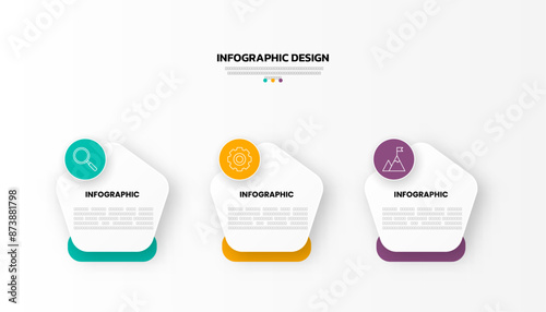 Modern business infographic template with 3 options or steps icons.