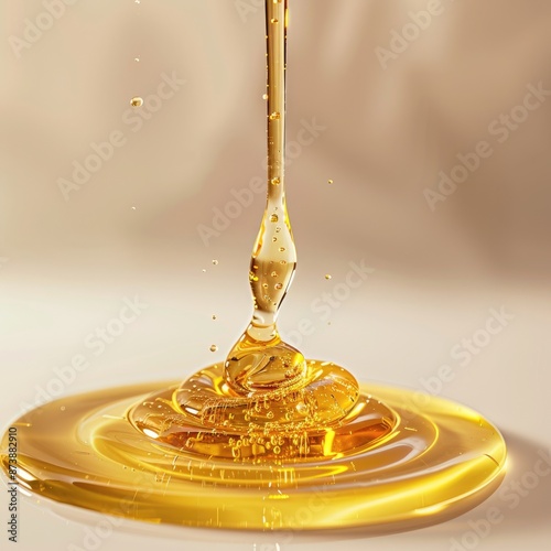 Honey Pouring. Honey Dipper in Circle Form with Dripped Honey, White Background