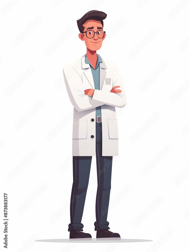 Biologist male, Full body character, Vector illustration, Clip art, Research, isolated on white background Biologist male, Full body character, Vector illustration, Clip art, Research, isolated on white background