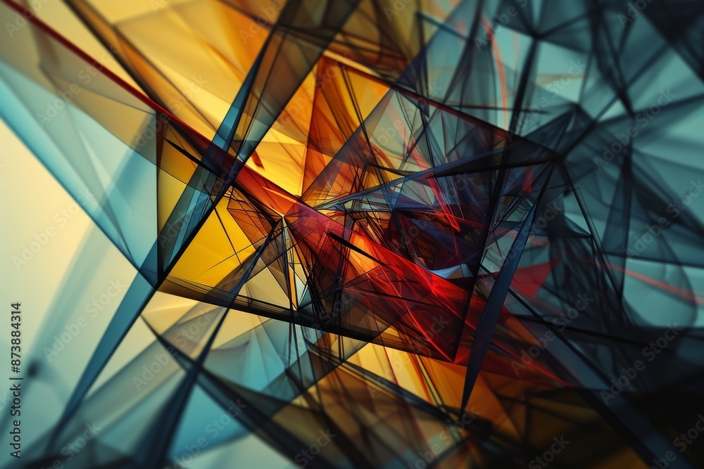 Fototapeta premium Futuristic geometric shapes connect for modern abstract design generated, AI generated