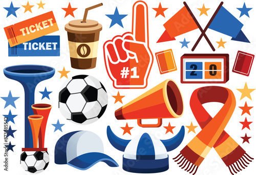 Soccer Fan Elements Vector Illustration