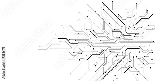 Technology circuit diagram on white background.High tech circuit board connection system.Vector abstract technology on white background.	