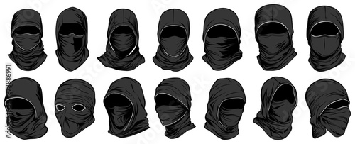 set collections criminal mask icon. anonymous symbol. 
hacker sign design vector illustration