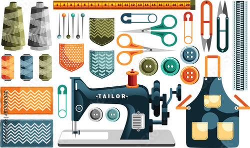 Tailor Elements Vector Illustration