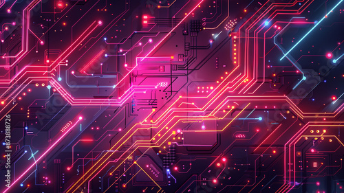 Digital Patterns and Neon Circuit Designs