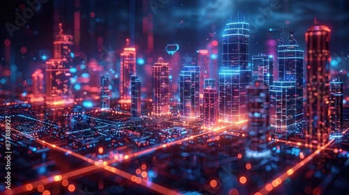 Futuristic Cityscape with Neon Lights