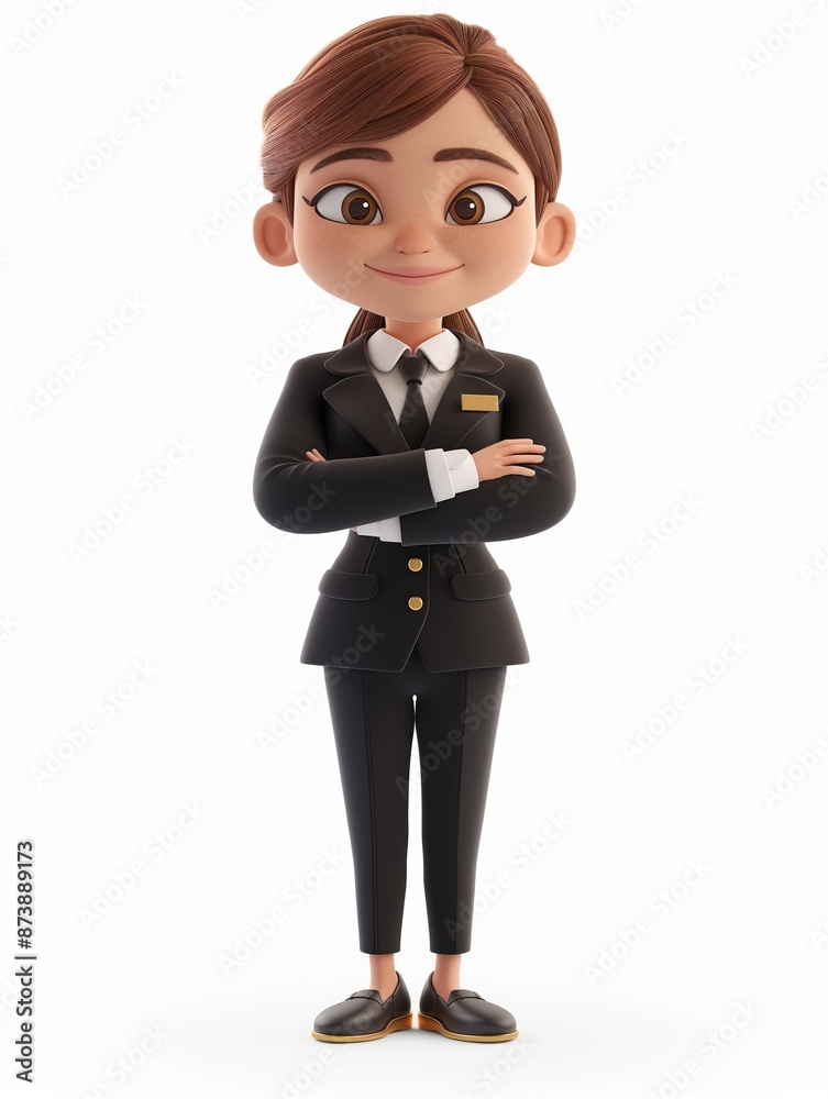 Hotel Manager female, Full body character, 3D render illustration, Clip art, Hospitality and Tourism, isolated on white background Hotel Manager female, Full body character, 3D render illustration, Clip art, Hospitality and Tourism, isolated on white background